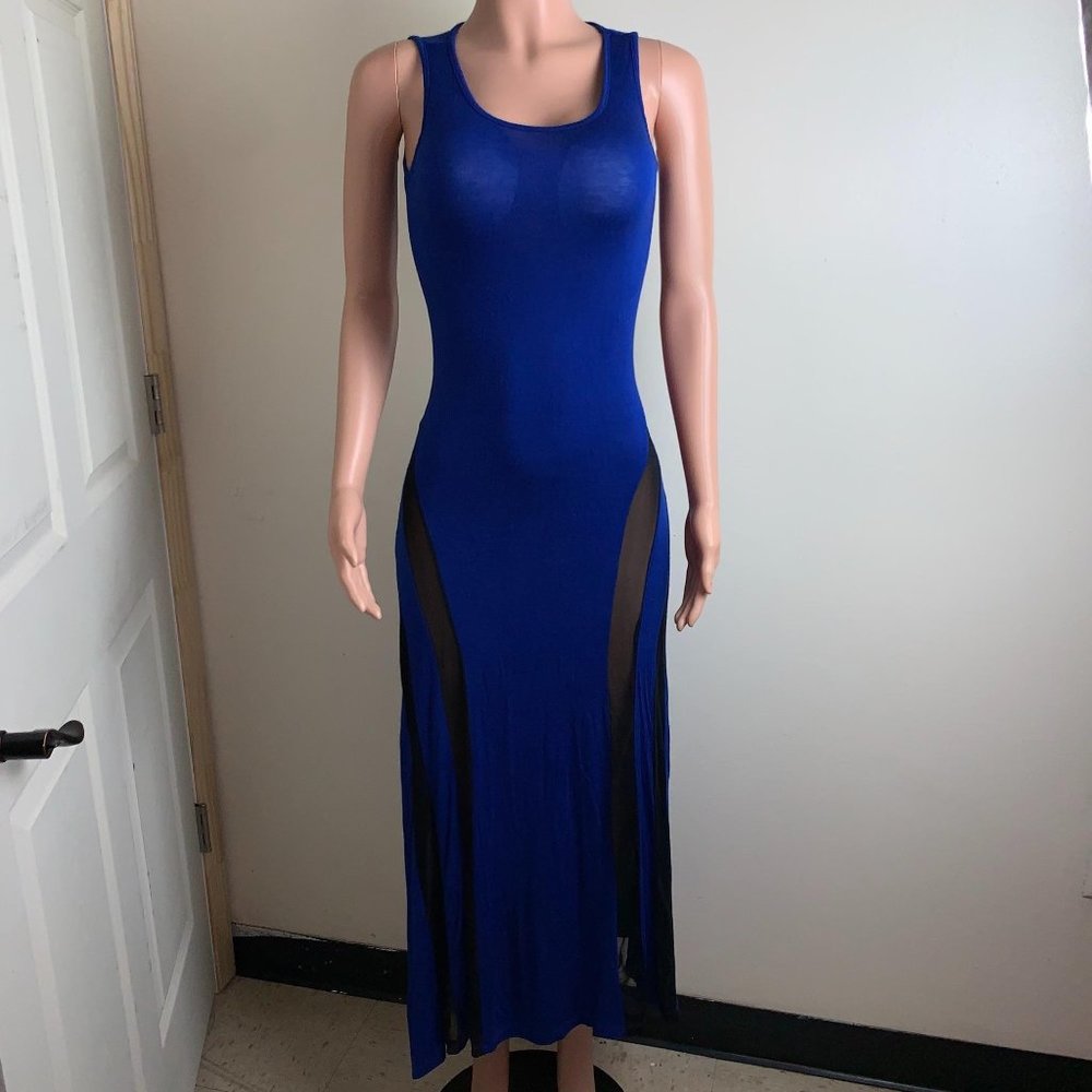 Top 10 USA Royal Blue Dress w See Thru Side S